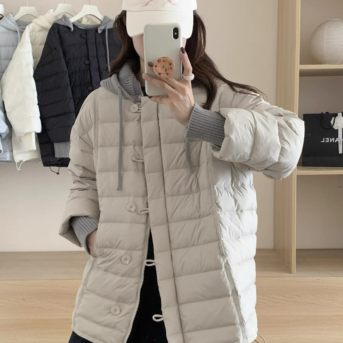 诺诺家2025新款连帽韩系排骨保暖羽绒服外套(配可拆卸帽子)l551