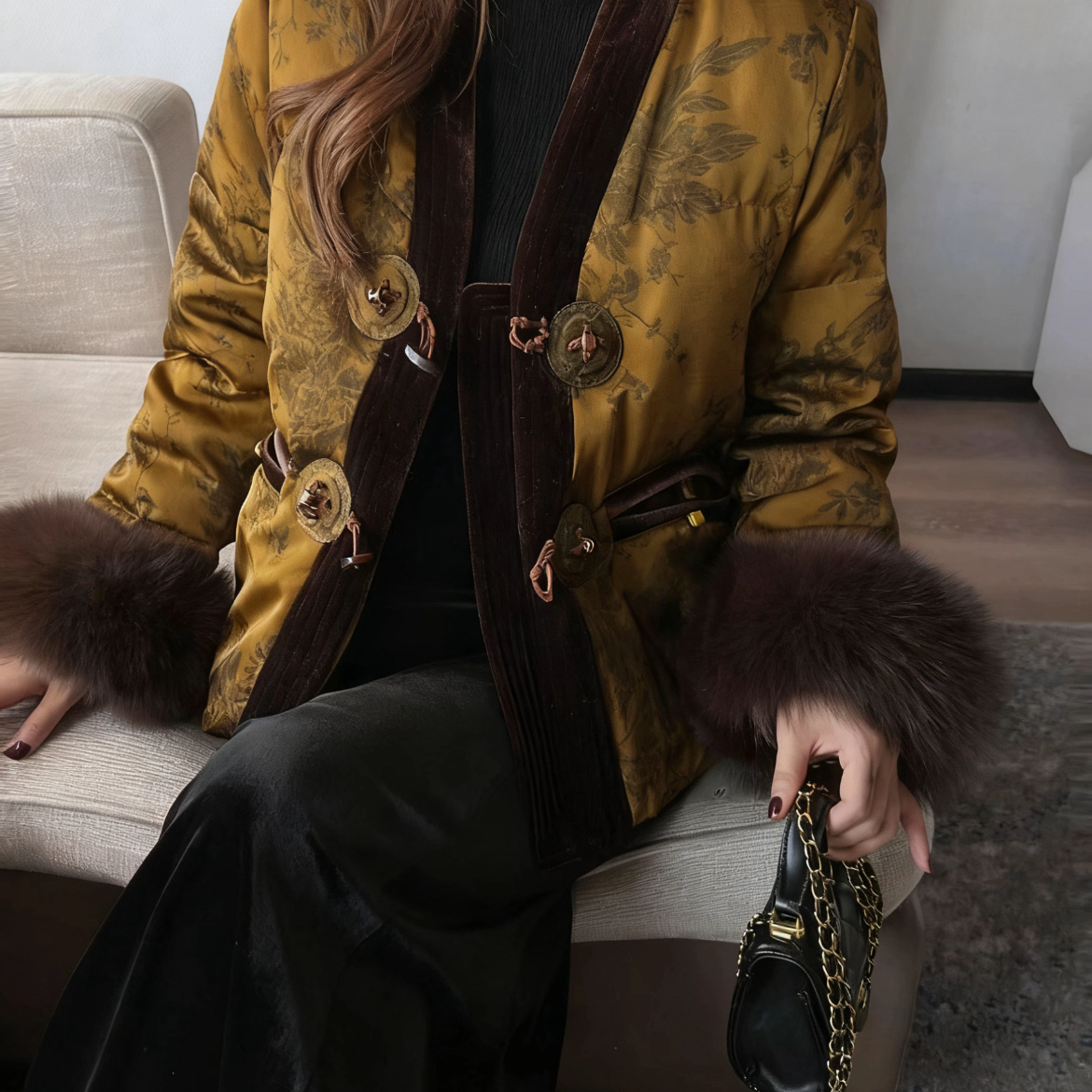 诺诺卸鹅绒服外套羽绒服(配可拆卸真狐狸毛毛袖)(含90鹅绒)JS-90