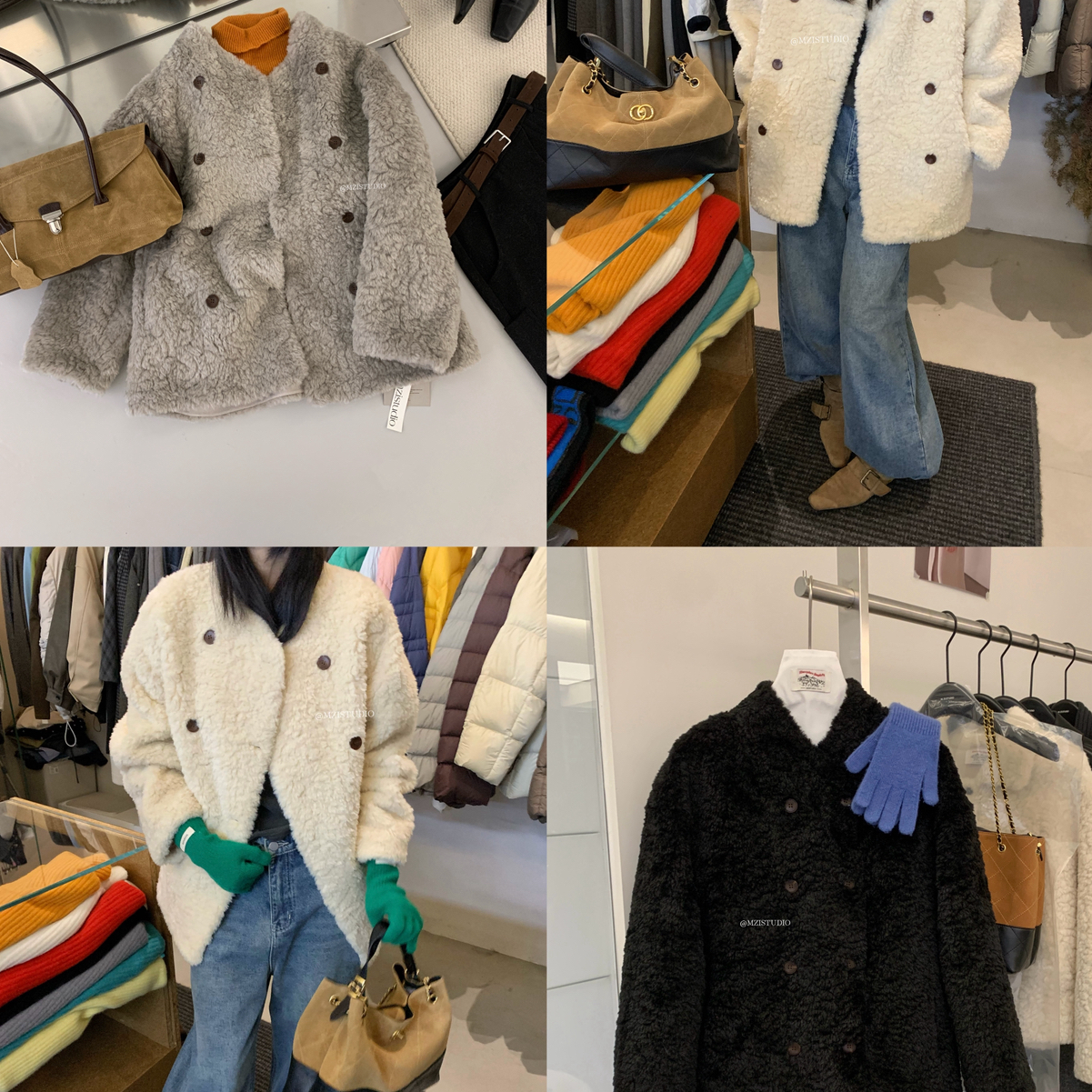 诺诺冬季智性穿搭双排扣毛茸茸蓄热软糯中长款大衣12832#