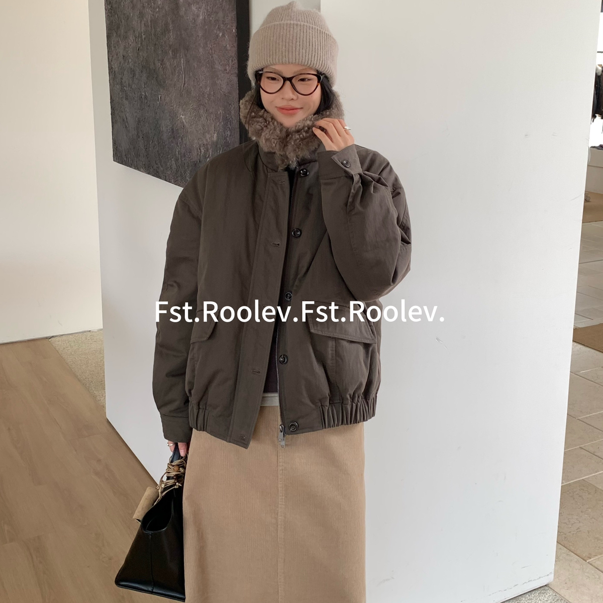 诺诺新韩系简约羊卷毛松紧腰派克羽绒保暖棉服外套无配件W21175