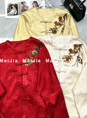 诺诺小众设计26年早春新中式国风重工亮片刺绣短外套J305