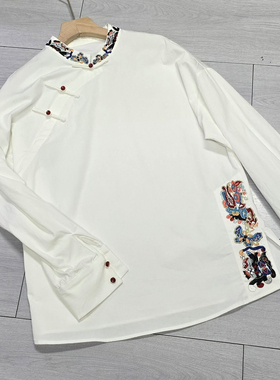 诺诺26年早春早春新款新中式重工刺绣盘扣斜襟上衣小衫zl-72281