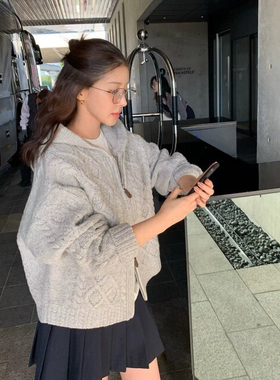 诺诺冬上新气质纯色麻花毛衣连帽保暖毛衣F12164