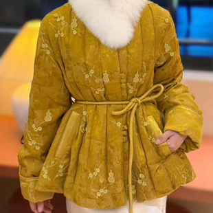 诺诺显瘦中长款 腰带 配真狐狸毛领可拆卸 0378 保暖羽绒服外套