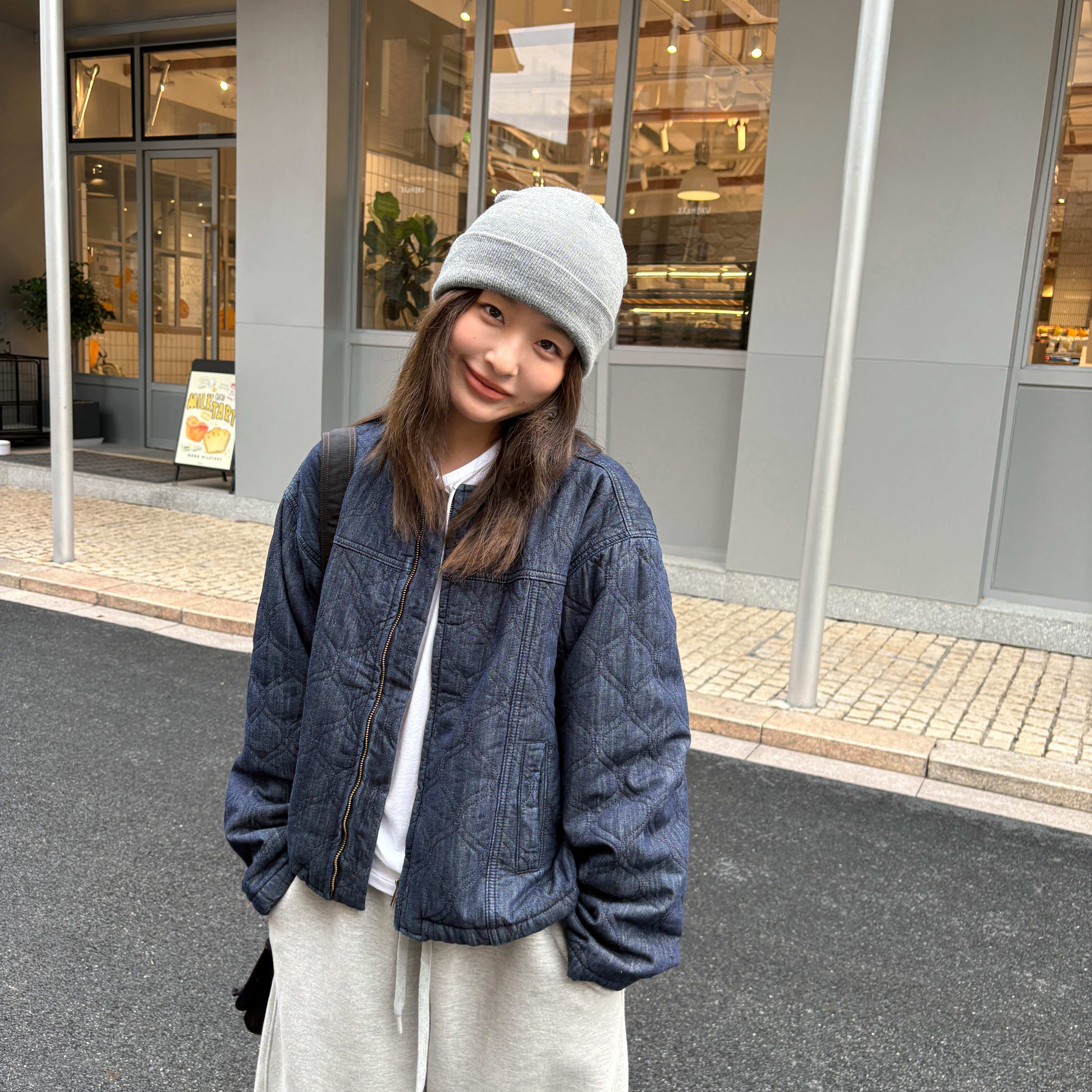 诺诺复古格纹内里夹棉加厚圆领棉衣牛仔外套25932