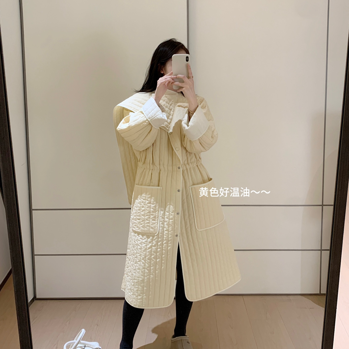 诺诺风衣式连衣裙保暖棉服外套(可以内搭在大衣里)K68020