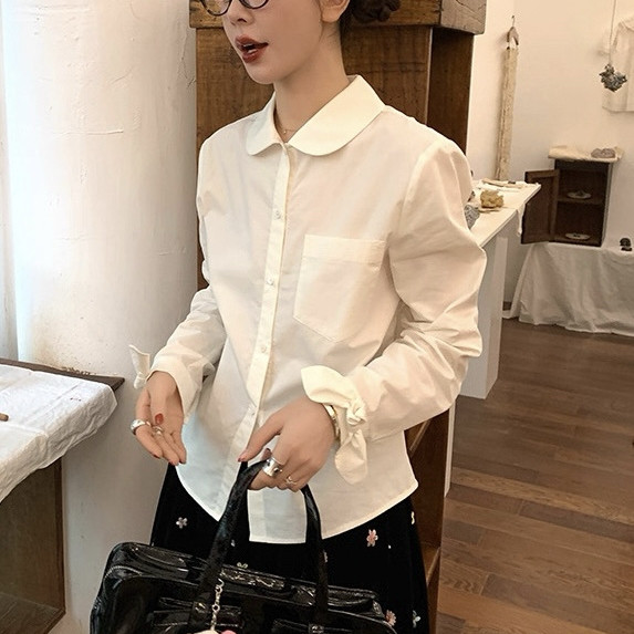 诺诺设计店生拒绝刻版挖掘新意利落干练减龄版娃娃翻领衬衫A9559,女装/女士精品,T恤,淘宝优惠券,粉丝福利购,淘宝优惠卷