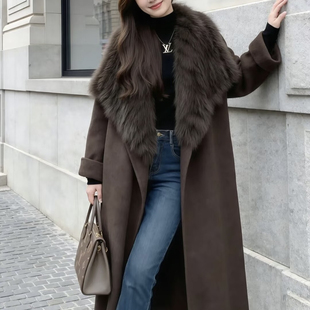 YS1 诺诺小众毛外套 含100羊毛 腰带 V738 配可拆真狐狸毛毛领