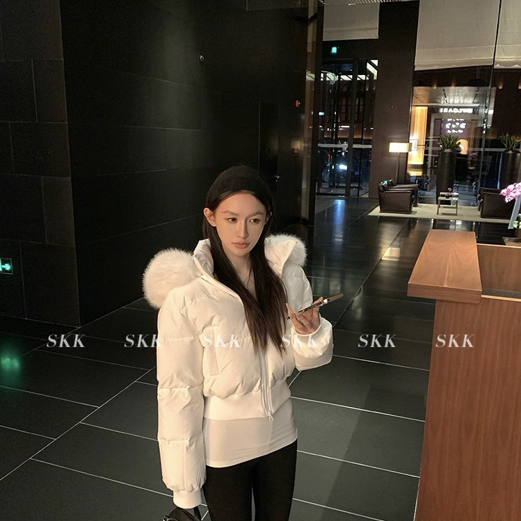 诺诺家连帽拉链修身保暖羽绒服外套(配可脱卸真狐狸毛领)YS1-MG1