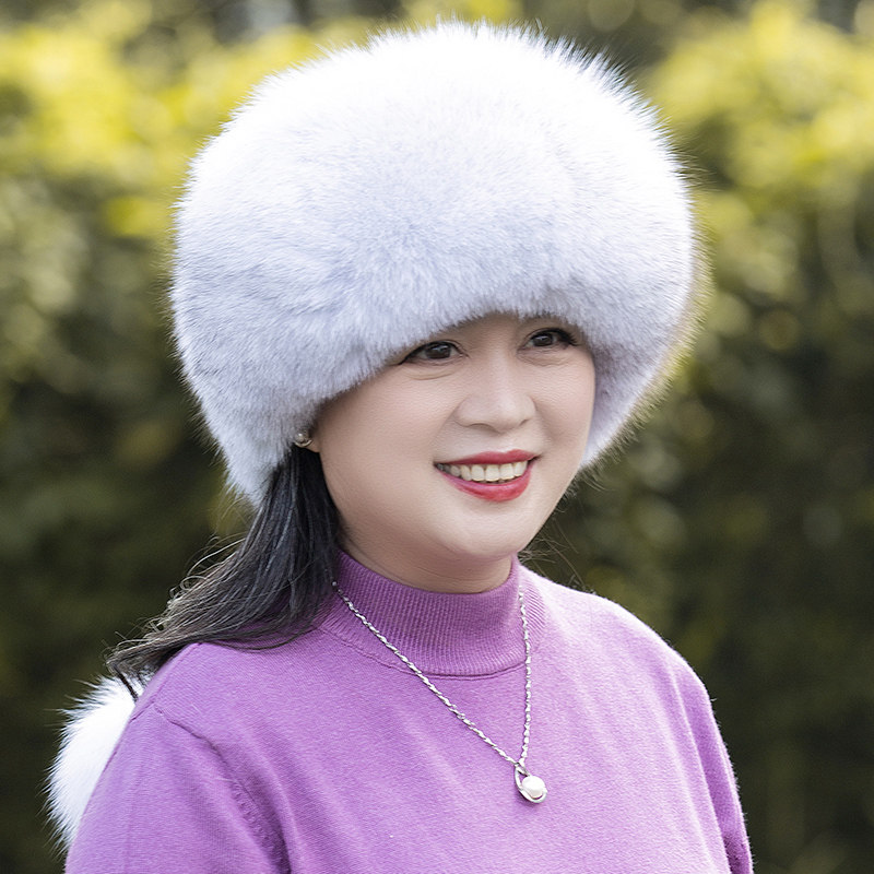 狐狸毛帽子女冬季真皮蒙古帽民族风保暖护耳东北皮草帽子中老年