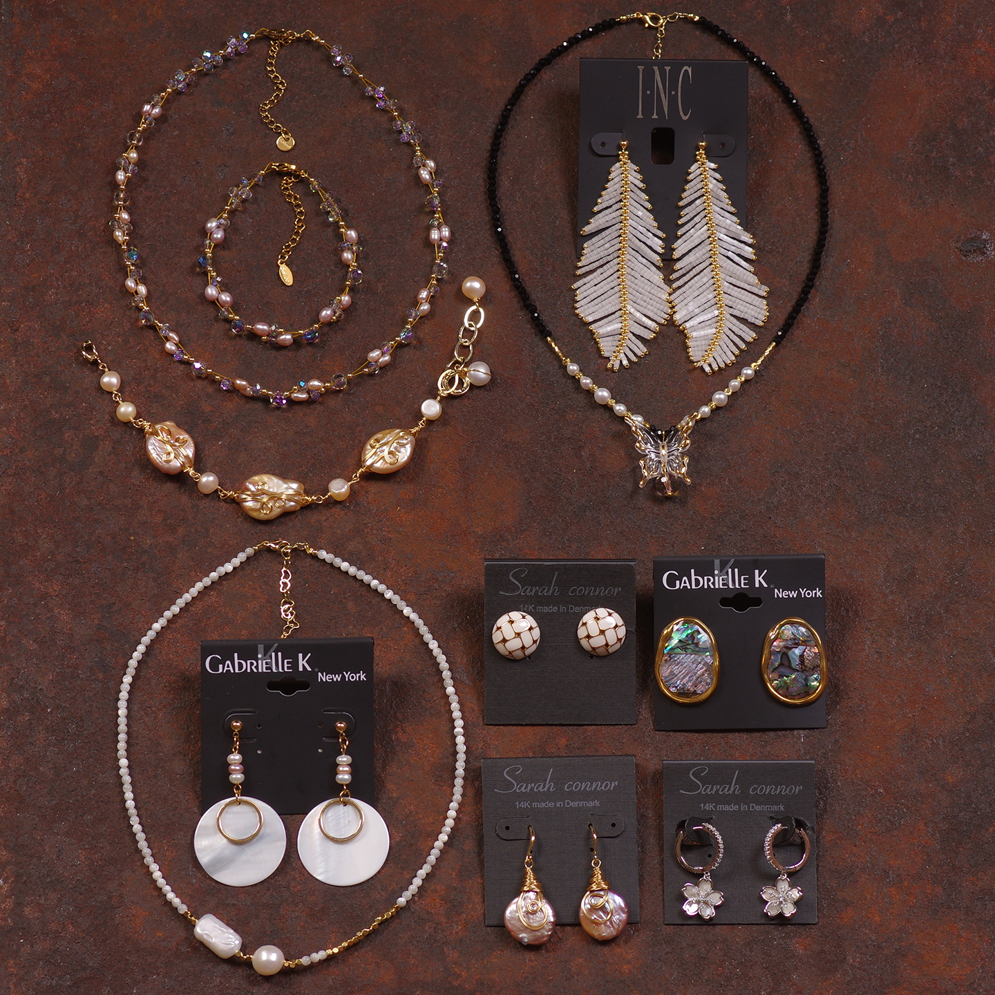 天然珍珠鲍鱼贝壳女项链耳钉手链