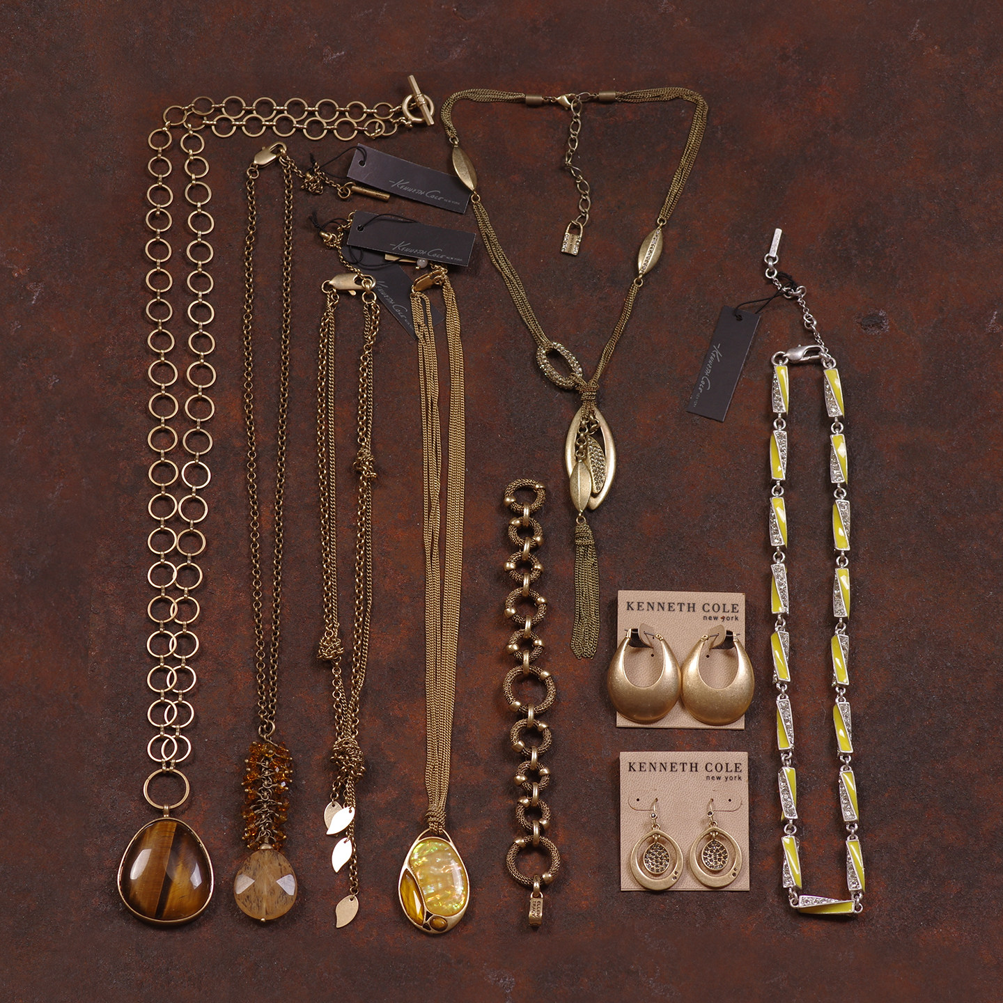 91这批老货等了三年ET打版样品KC夸张贝壳虎眼石项链耳钉中古着女,饰品/流行首饰/时尚饰品新,项链,淘宝优惠券,粉丝福利购,淘宝优惠卷