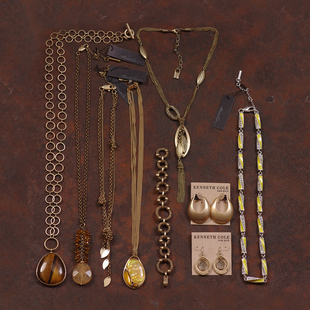 91这批老货等了三年ET打版样品KC夸张贝壳虎眼石项链耳钉中古着女