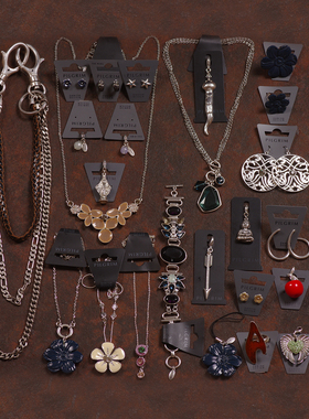 pilgrim花朵蓝白女项链吊坠耳钉