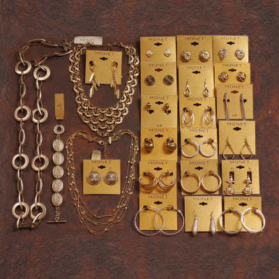 金属多层叠戴MONET宫廷项链耳环