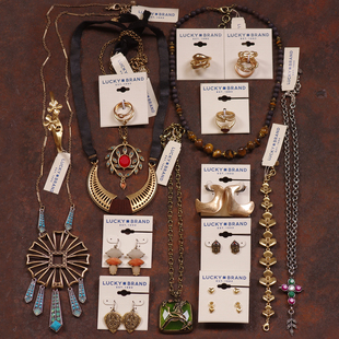 LK10复古夸张巴洛克中古着VINTAGE中性女项链毛衣链耳环夹钉戒指