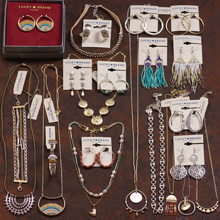 LK5复古欧美波西米亚金属撞色金银串珠手工项颈链耳环夹钉手链镯