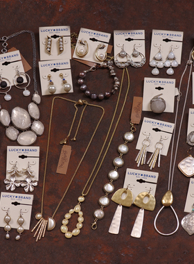 X1白色复古珍珠贝壳LK出口瑕疵品长款毛衣链处理项链耳环夹钉女