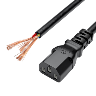 品字尾电源线国标三孔3芯裸线pdu服务器c13/c14插头单头ups连接线