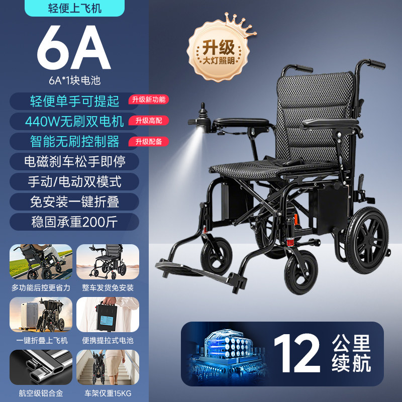 可孚电动轮椅残疾人老人代步车智能全自动轻便折叠多功能官方正品图片