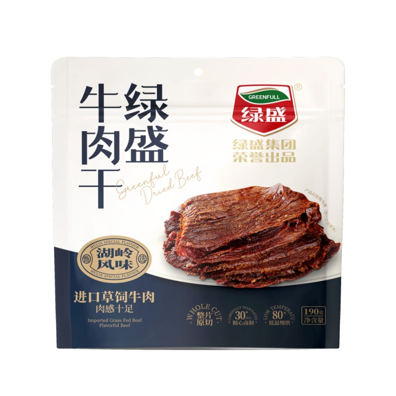 绿盛190g湖岭风味牛肉干高蛋白休闲零食办公室追剧即食充饥零食