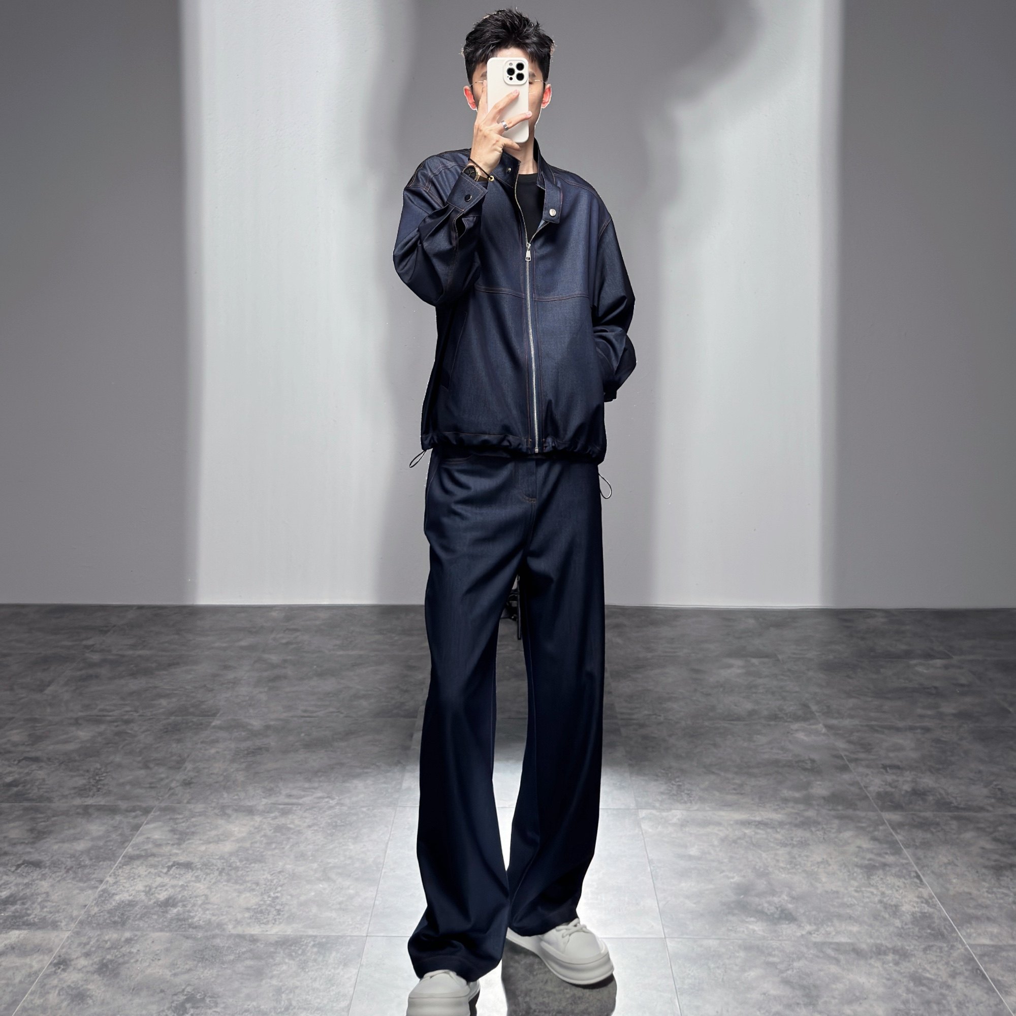 莱德的搭配 春季薄牛仔外套男士时尚休闲立领夹克套装长裤两件套,男装,时尚套装,淘宝优惠券,粉丝福利购,淘宝优惠卷