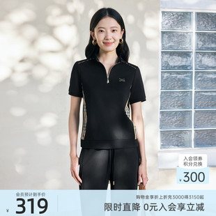 歌蒂诗夏季专柜新款时尚干练拉链立领短袖套头女 1F26S1836