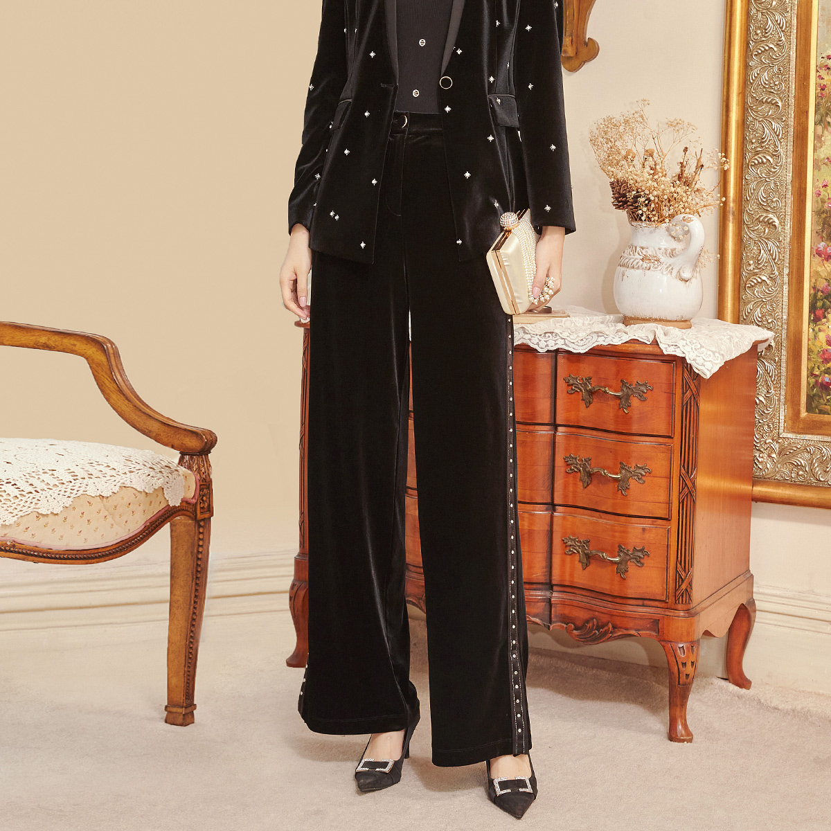 歌蒂诗秋季通勤宽松直筒裤