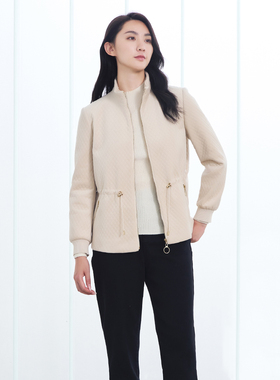 歌蒂诗冬季专柜新款时尚简约腰带收腰立领绒面棉衣外套 1D41M1208