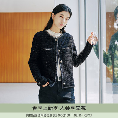 【绵羊毛小香风】歌蒂诗春季专柜新款经典黑色外套 1F33W2570