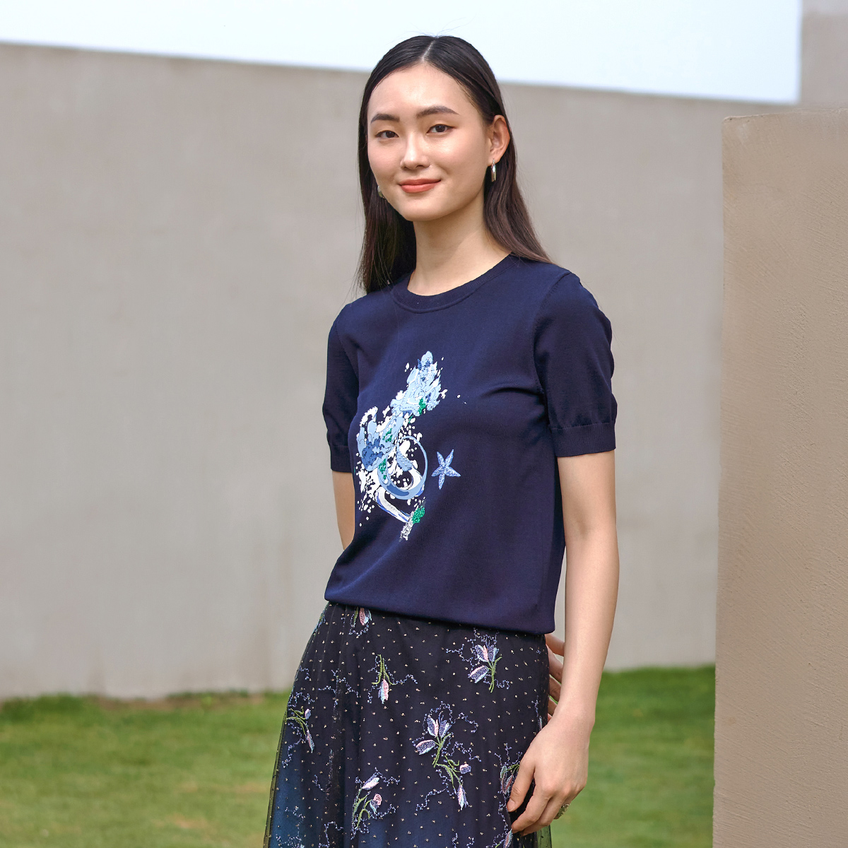 歌蒂诗2022夏季专柜新款针织短袖