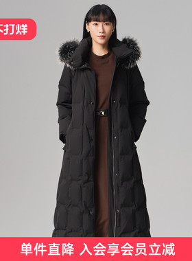 歌蒂诗冬季专柜新款时尚长款貉子毛领鹅绒羽绒服女 8E43Y2518