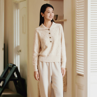 女 歌蒂诗冬季 翻领羊毛毛织衫 优雅知性个性 8E43Z0586 专柜新款