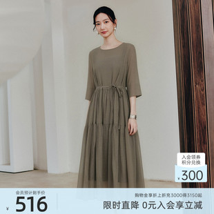 【桑蚕丝100】歌蒂诗夏季专柜新款休闲日常收腰连衣裙8E26L2514A