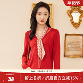 复古典雅丝巾领设计套头针织衫 歌蒂诗春季 专柜新款 1C10Z6500