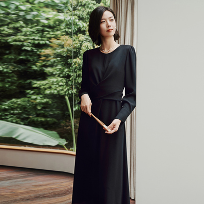 【醋酸系列】歌蒂诗春专柜款高级交叉式收腰显瘦连衣裙 8E32L2373