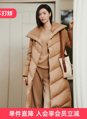 歌蒂诗冬季专柜新款时尚个性大翻领驼色鹅绒羽绒服 8E43Y3593