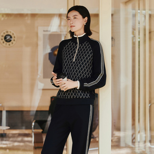 女 气质格纹拉链立领气质套头衫 1E42Z1074 专柜新款 歌蒂诗冬季