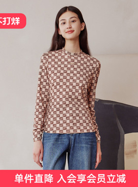 歌蒂诗冬季专柜新款时尚印花简约气质长袖套头衫女 8D42S0303