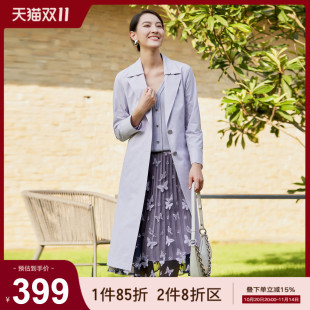 风衣 通勤简约纯色中长款 1D12F3058 专柜时尚 歌蒂诗秋季