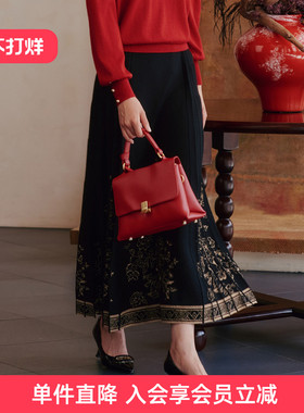 歌蒂诗冬季专柜新款时尚气质新中式过膝半身长裙女 1E41Q3688