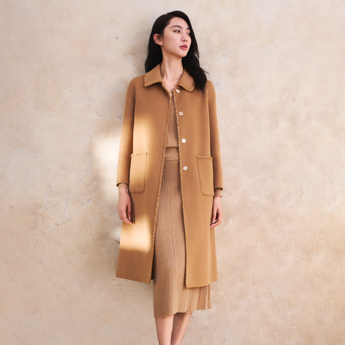 歌蒂诗中长款毛呢大衣外套