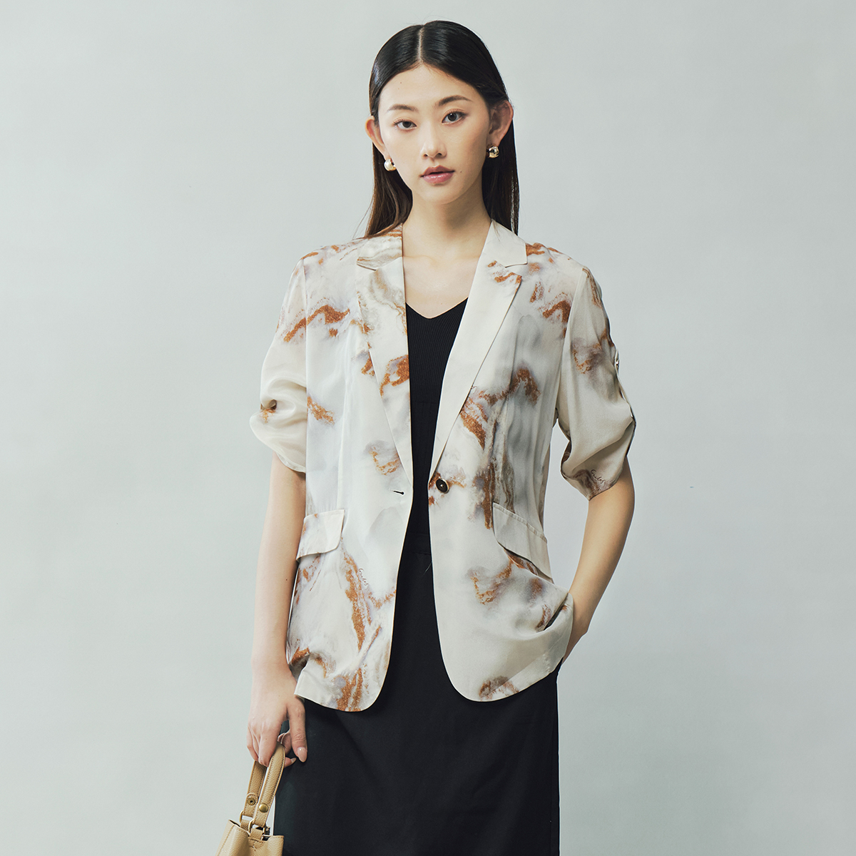 歌蒂诗短袖时尚印花中西装外套