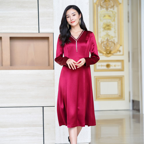 歌蒂诗醋纤面料长连衣裙