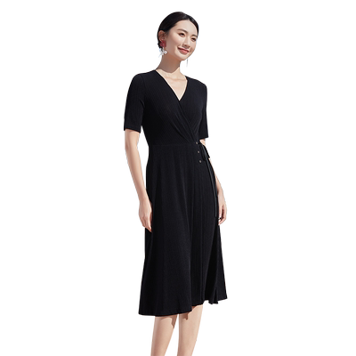 歌蒂诗夏季新款短袖连衣裙V领