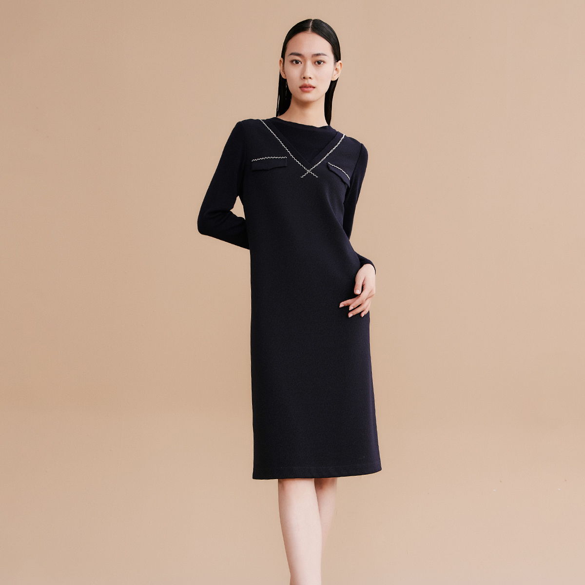 歌蒂诗优雅气质长袖连衣裙