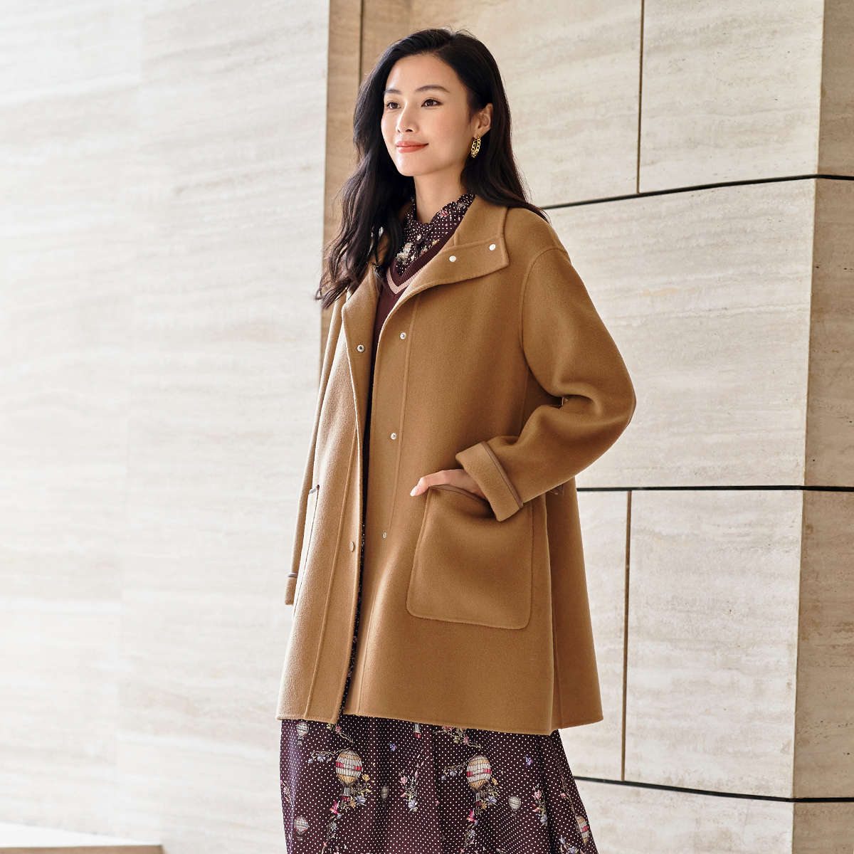 歌蒂诗毛呢中长款气质通勤外套