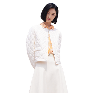 歌蒂诗春季专柜新款时尚气质高级米白色轻薄羽绒服 8D33Y0541