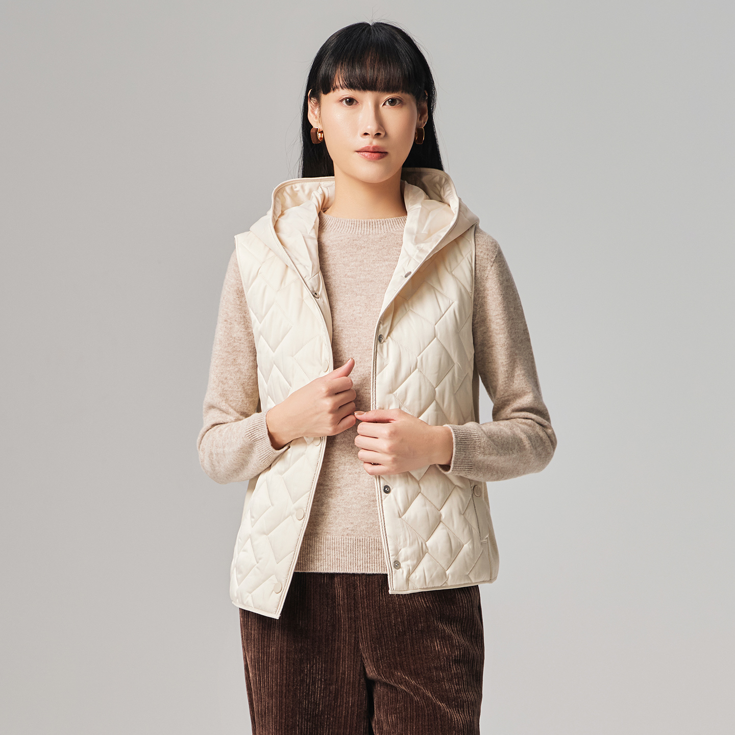 【多色连帽马甲】歌蒂诗冬季专柜新款通勤简约马夹外套 1E46M4907