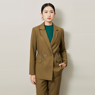 休闲口袋正装 通勤抽绳收腰修身 西服外套3B36W1948 时尚 歌蒂诗秋季